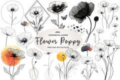 Poppy Flower Clipart Bundle - CraftNest - Digital Crafting and Art