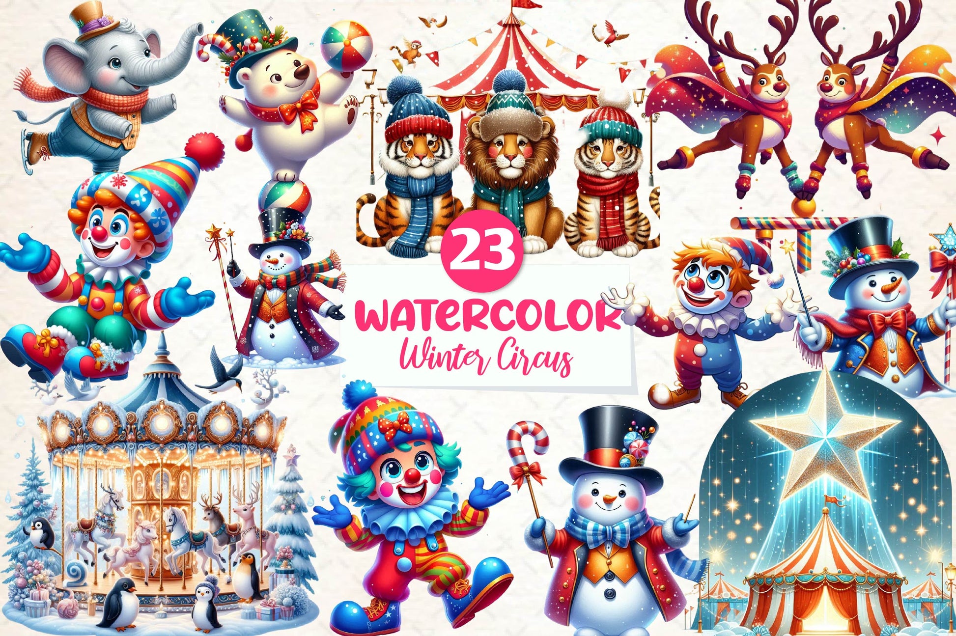 Winter Circus Clipart Bundle - CraftNest - Digital Crafting and Art