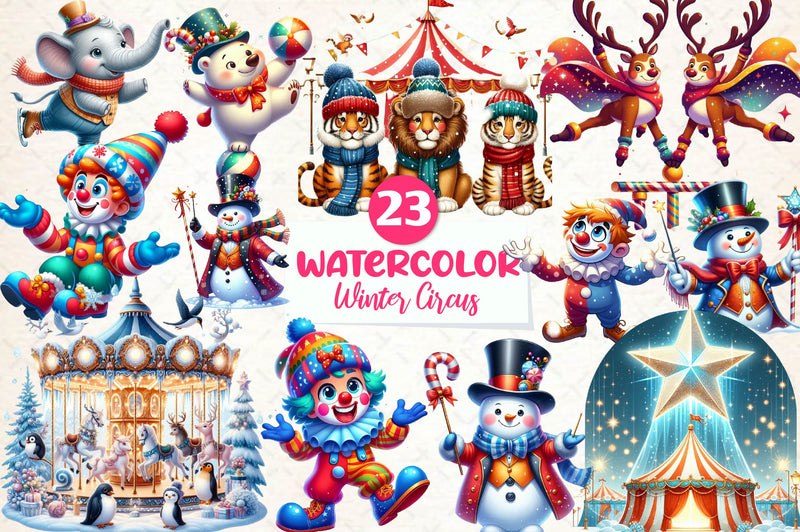 Winter Circus Clipart Bundle - CraftNest - Digital Crafting and Art