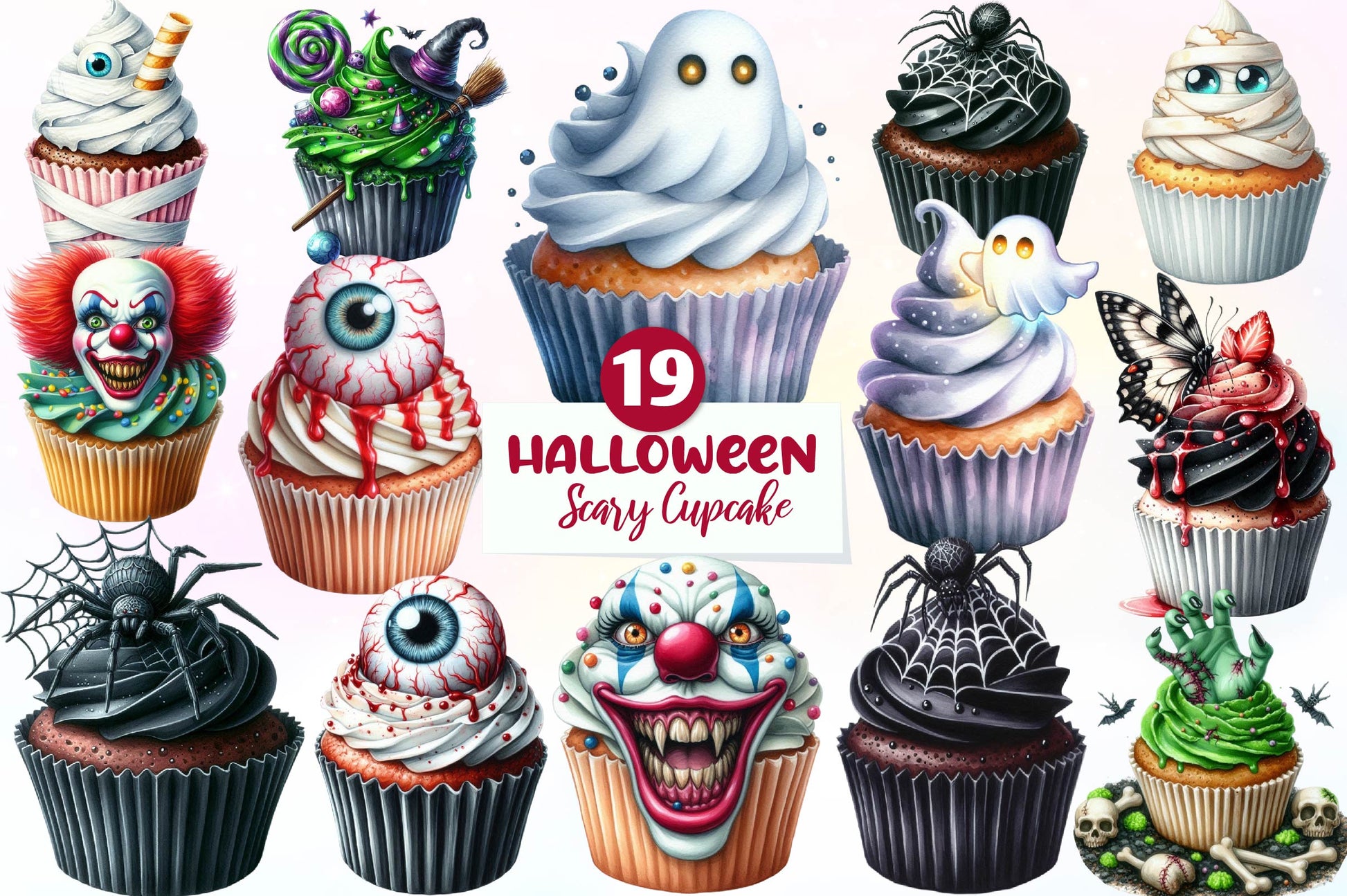 Scary Halloween Cupcake Clipart Bundle - CraftNest - Digital Crafting and Art
