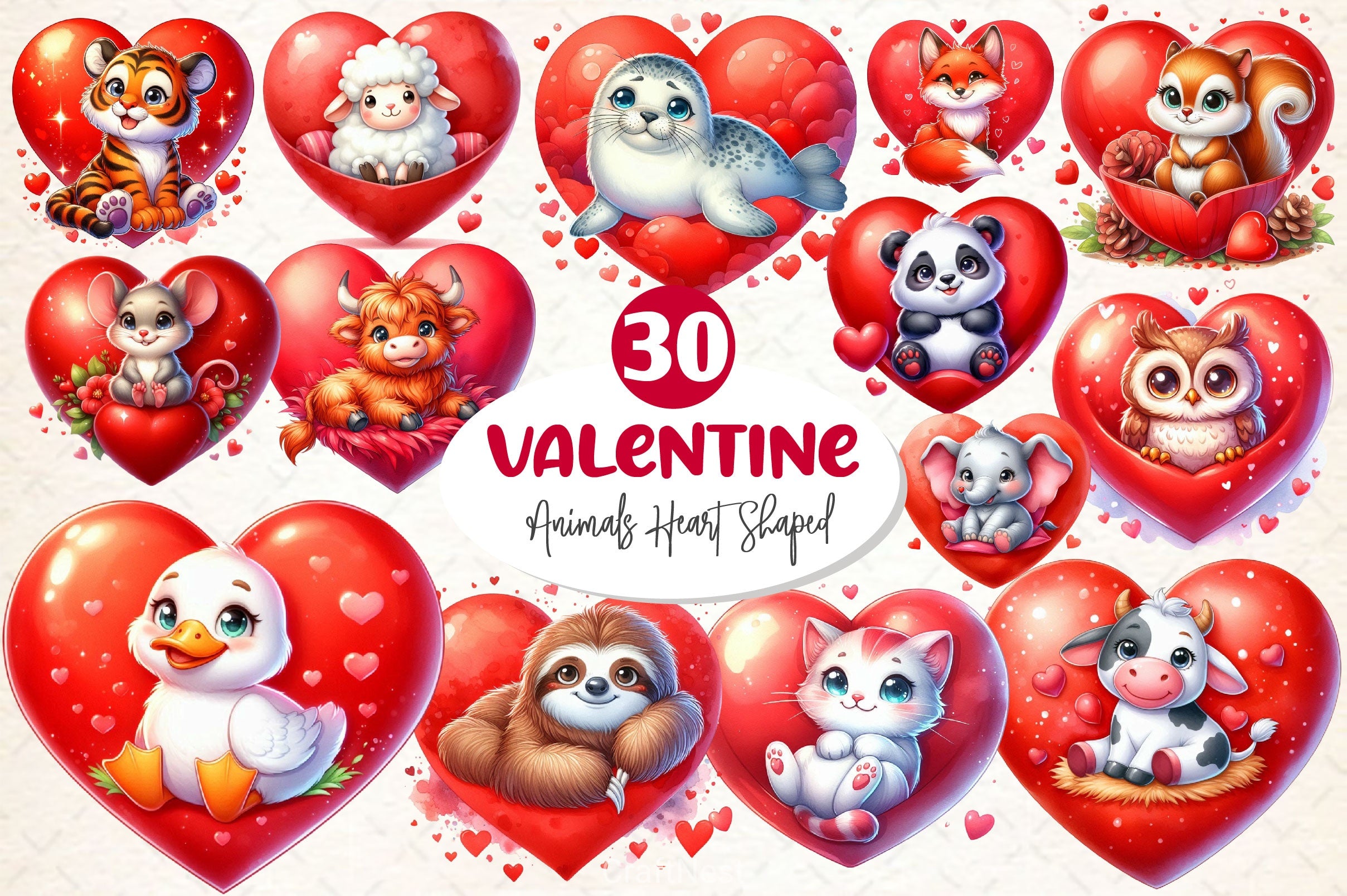 Valentine Animals Clipart Bundle - CraftNest - Digital Crafting and Art