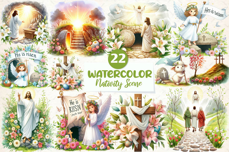 Easter Nativity Scene Clipart Bundle 1 - CraftNest - Digital Crafting and Art