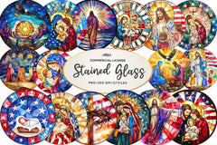 Round Stained Glass 4th Of July Nativity Clipart Bundle - CraftNest - Digital Crafting and Art