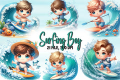 Surfing Boy Clipart Bundle - CraftNest - Digital Crafting and Art
