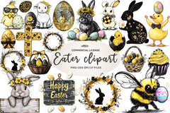 Black And Yellow Easter Clipart Bundle - CraftNest - Digital Crafting and Art