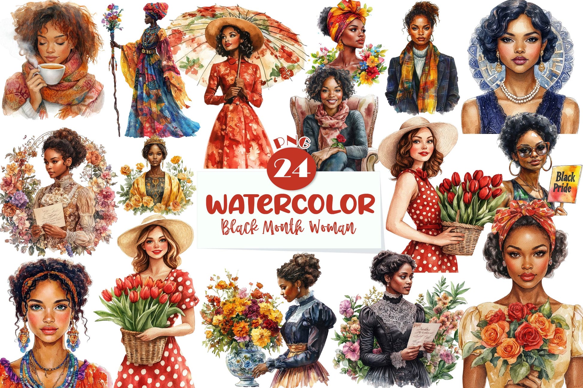 Vintage Black History Month Woman Clipart Bundle - CraftNest - Digital Crafting and Art