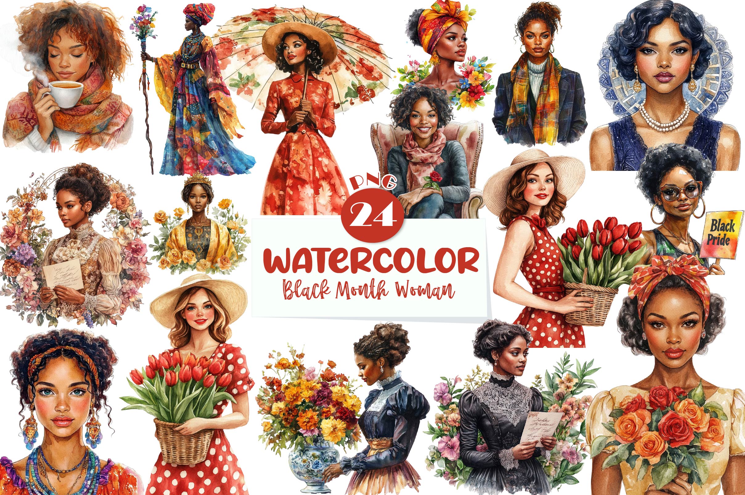 Vintage Black History Month Woman Clipart Bundle - CraftNest - Digital Crafting and Art