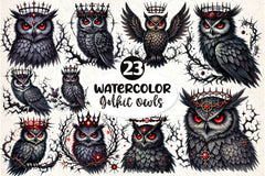 Gothic Owls Clipart Bundle 4 - CraftNest - Digital Crafting and Art