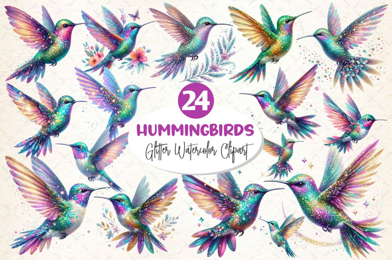 Glitter Hummingbirds Clipart Bundle - CraftNest - Digital Crafting and Art