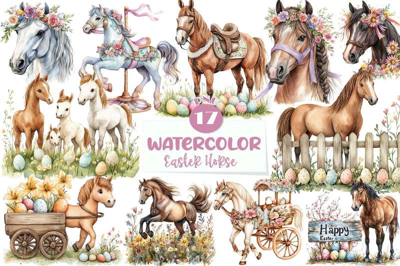 Easter Horse Clipart Bundle - CraftNest - Digital Crafting and Art