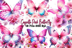 Coquette Pink Butterfly Clipart Bundle - CraftNest - Digital Crafting and Art