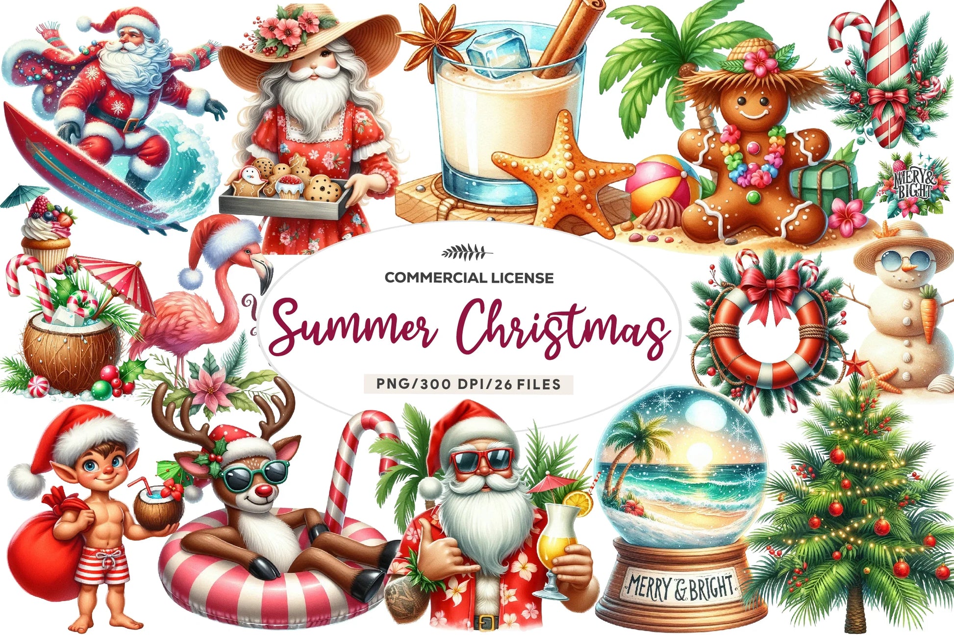 Summer Christmas Clipart Bundle - CraftNest - Digital Crafting and Art