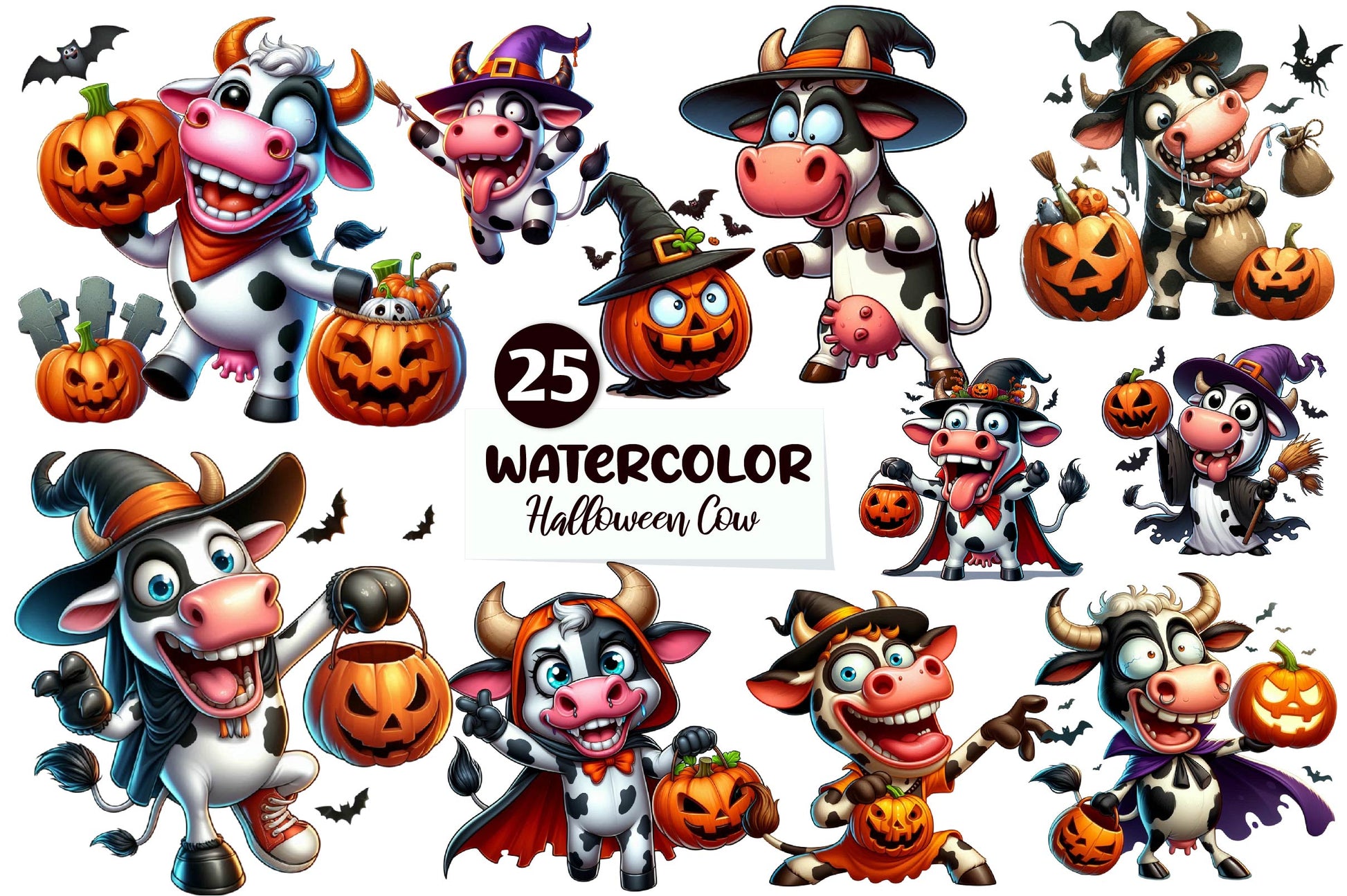 Halloween Cow Clipart Bundle - CraftNest - Digital Crafting and Art