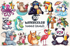 Summer Cocktail And Animals Clipart Bundle 1 - CraftNest - Digital Crafting and Art