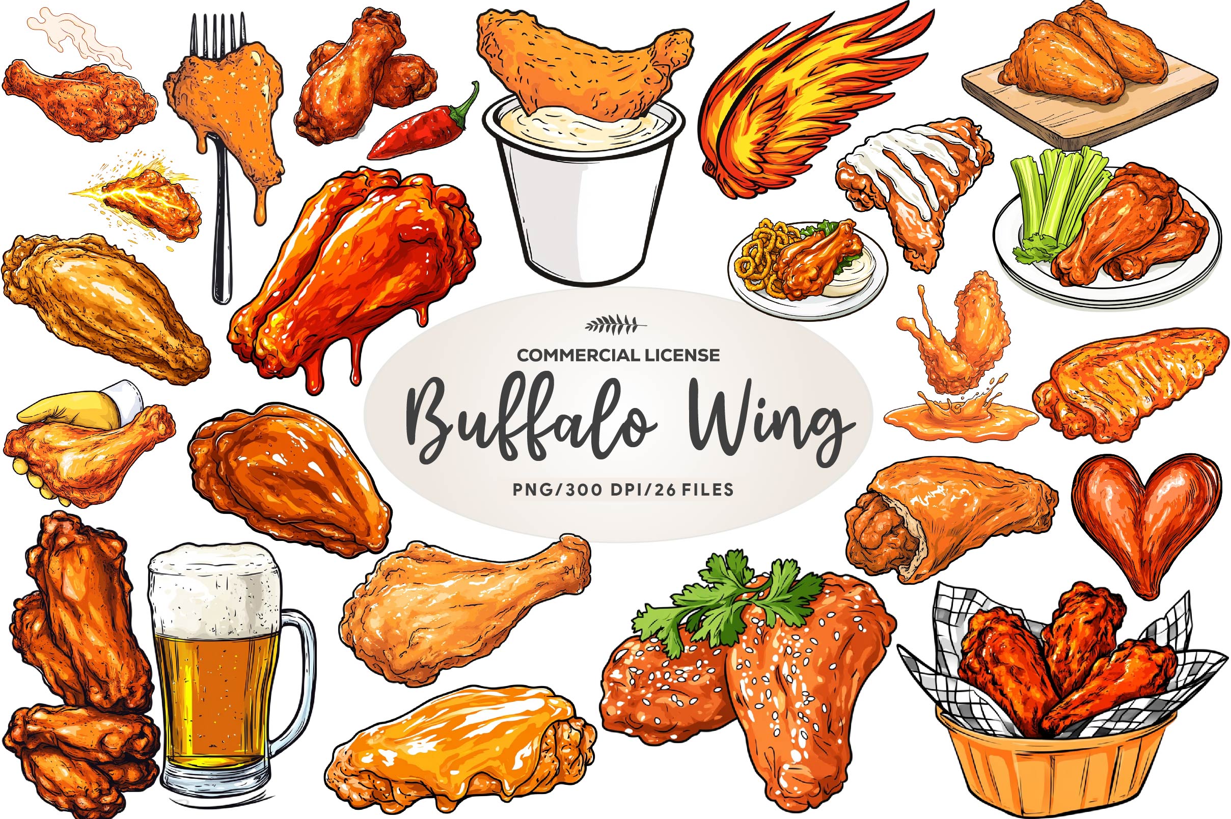 Buffalo Wing Clipart Bundle - CraftNest - Digital Crafting and Art