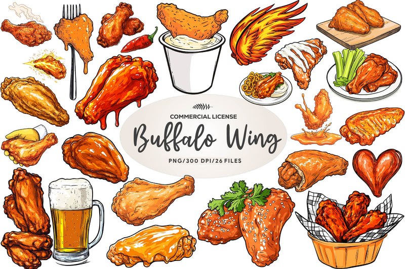 Buffalo Wing Clipart Bundle - CraftNest - Digital Crafting and Art