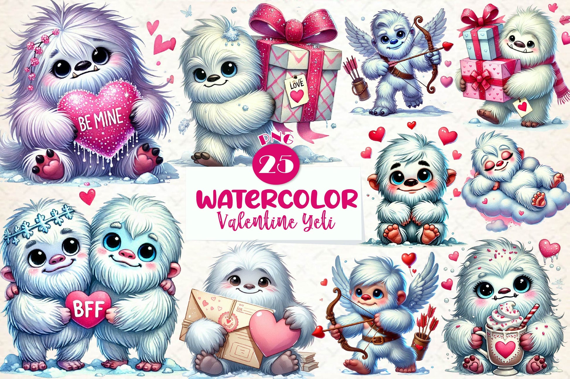 Valentine Cute Yeti Clipart Bundle - CraftNest - Digital Crafting and Art