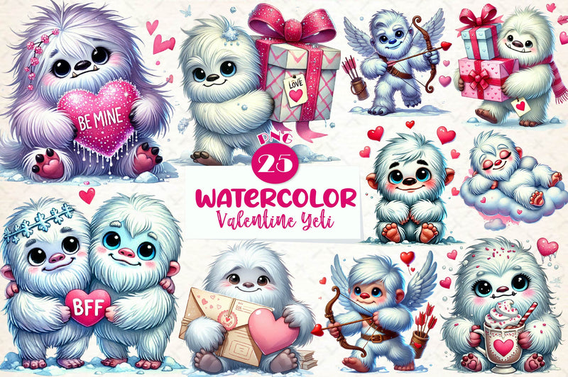 Valentine Cute Yeti Clipart Bundle - CraftNest - Digital Crafting and Art