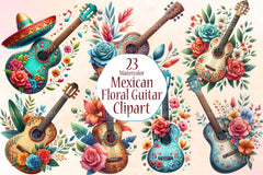 Mexican Floral Guitar Clipart Bundle - CraftNest - Digital Crafting and Art