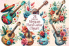 Mexican Floral Guitar Clipart Bundle