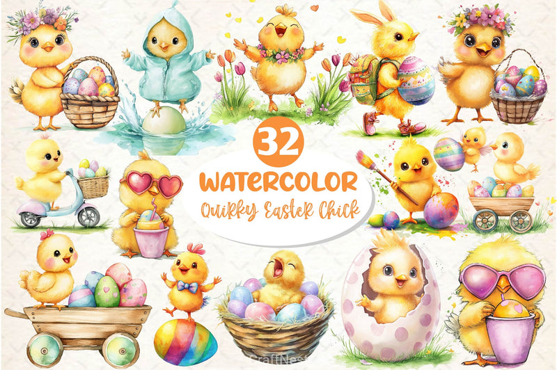 Quirky Easter Chick Clipart Bundle - CraftNest - Digital Crafting and Art