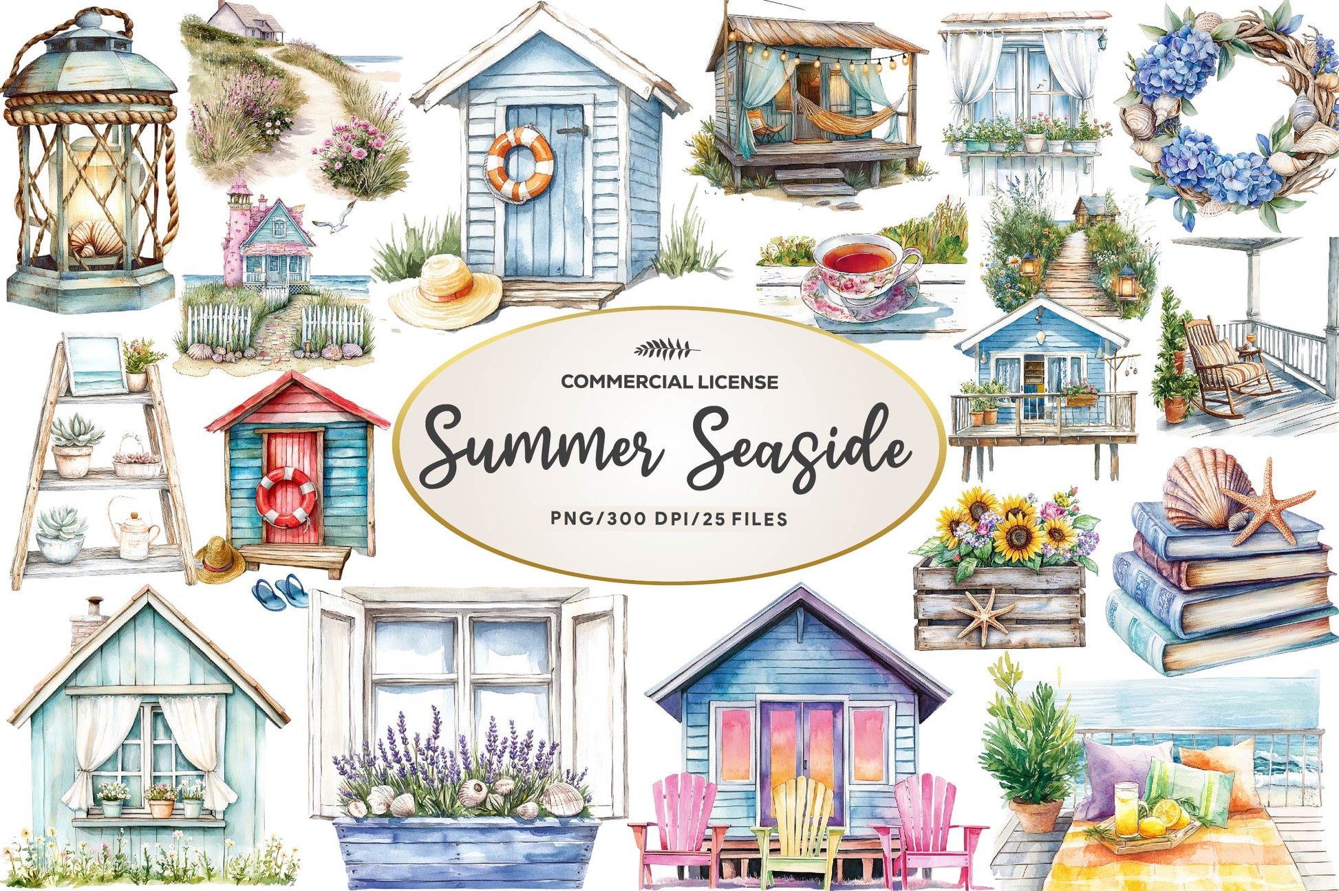 Summer Seaside Cottage Clipart Bundle - CraftNest - Digital Crafting and Art