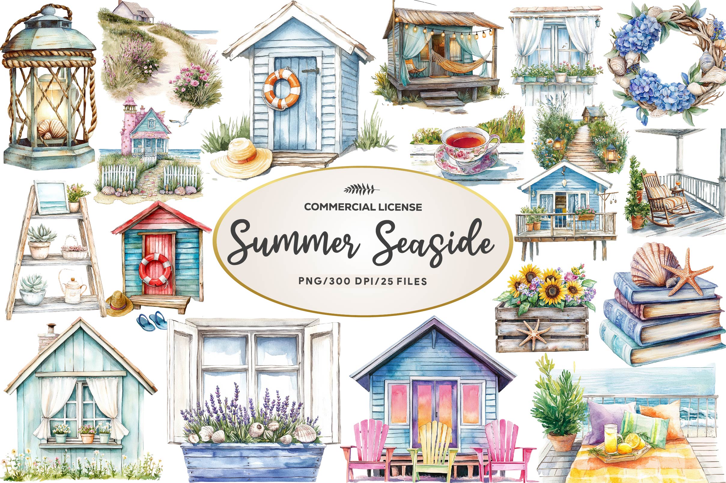 Summer Seaside Cottage Clipart Bundle - CraftNest - Digital Crafting and Art