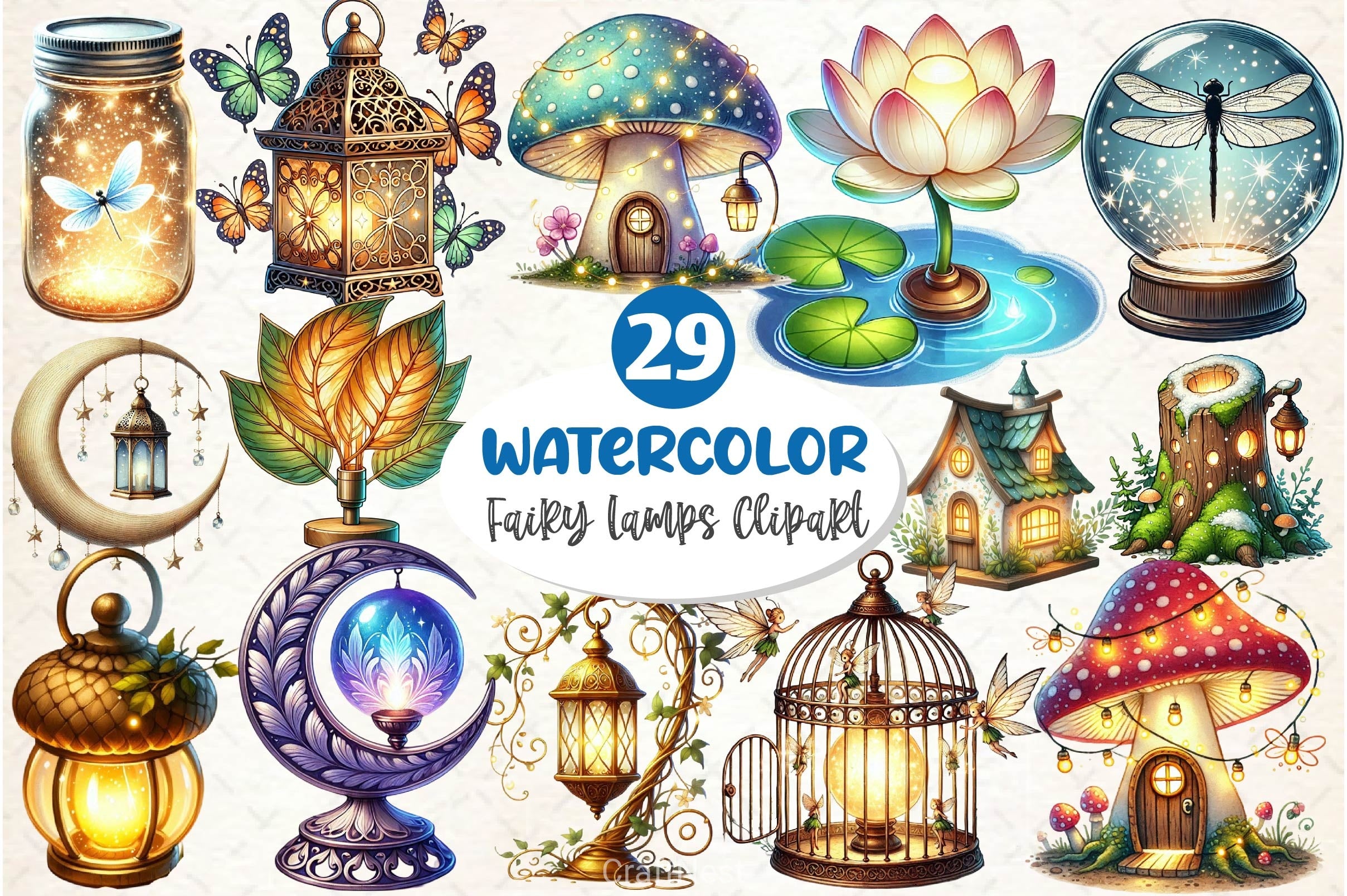 Fairy Lamps Clipart Bundle - CraftNest - Digital Crafting and Art