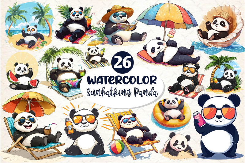 Funny Sunbathing Panda Clipart Bundle 2 - CraftNest - Digital Crafting and Art