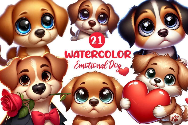Cute And Emotional Dog Clipart Bundle - CraftNest - Digital Crafting and Art