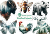 Double Exposure Woodland Animals Clipart Bundle
