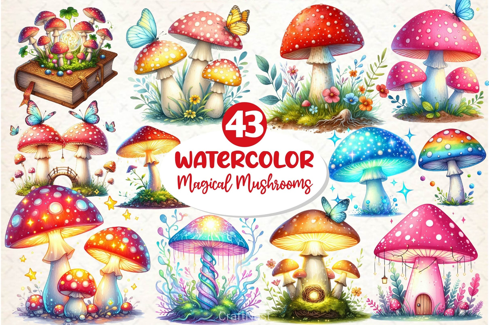 Spring Magical Mushrooms Clipart Bundle 2 - CraftNest - Digital Crafting and Art