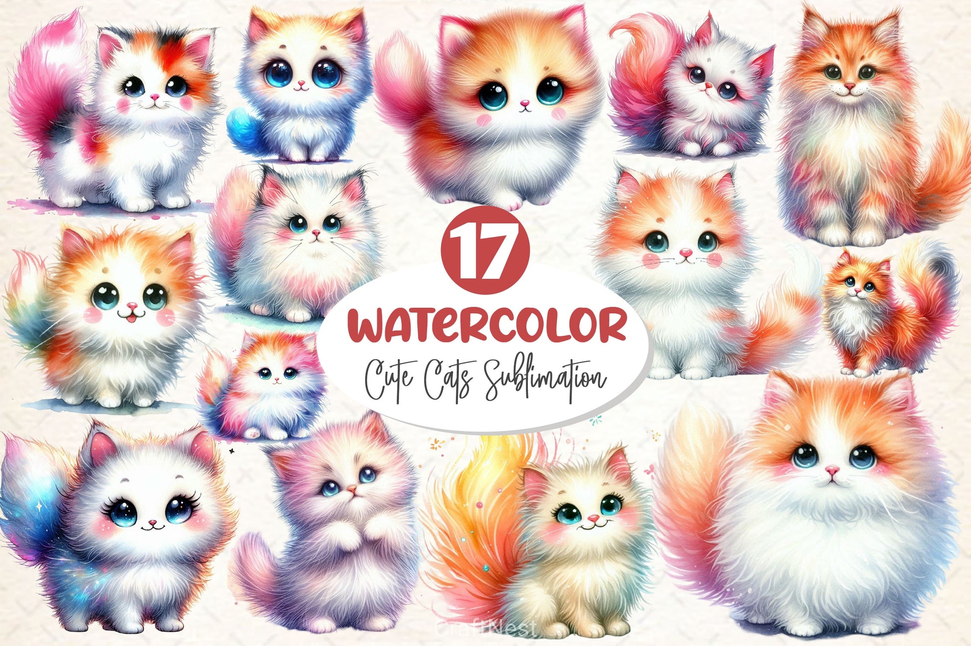 Cute Cat Clipart Bundle 3 - CraftNest - Digital Crafting and Art