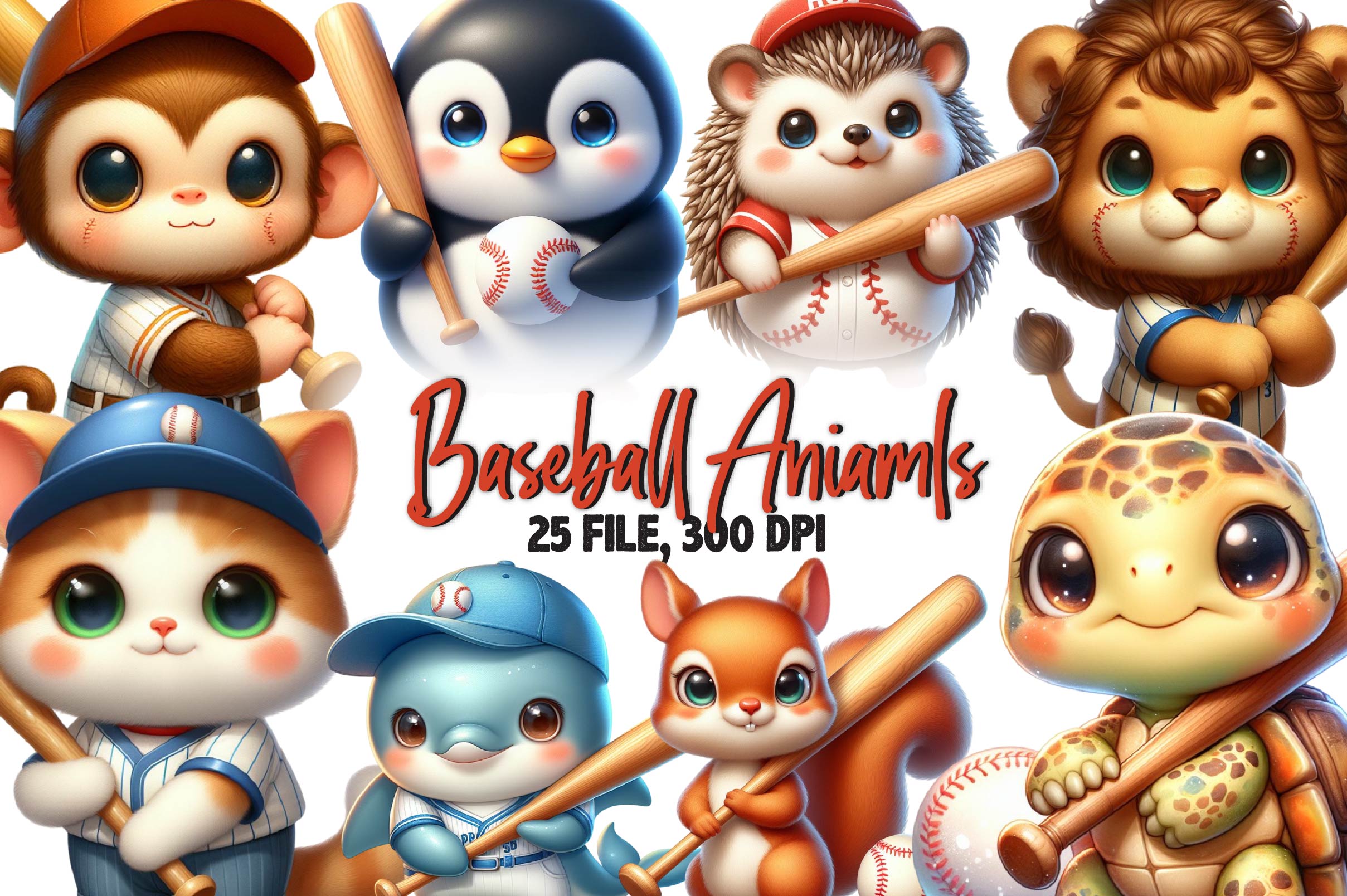 Baseball Aniamls Clipart Bundle - CraftNest - Digital Crafting and Art