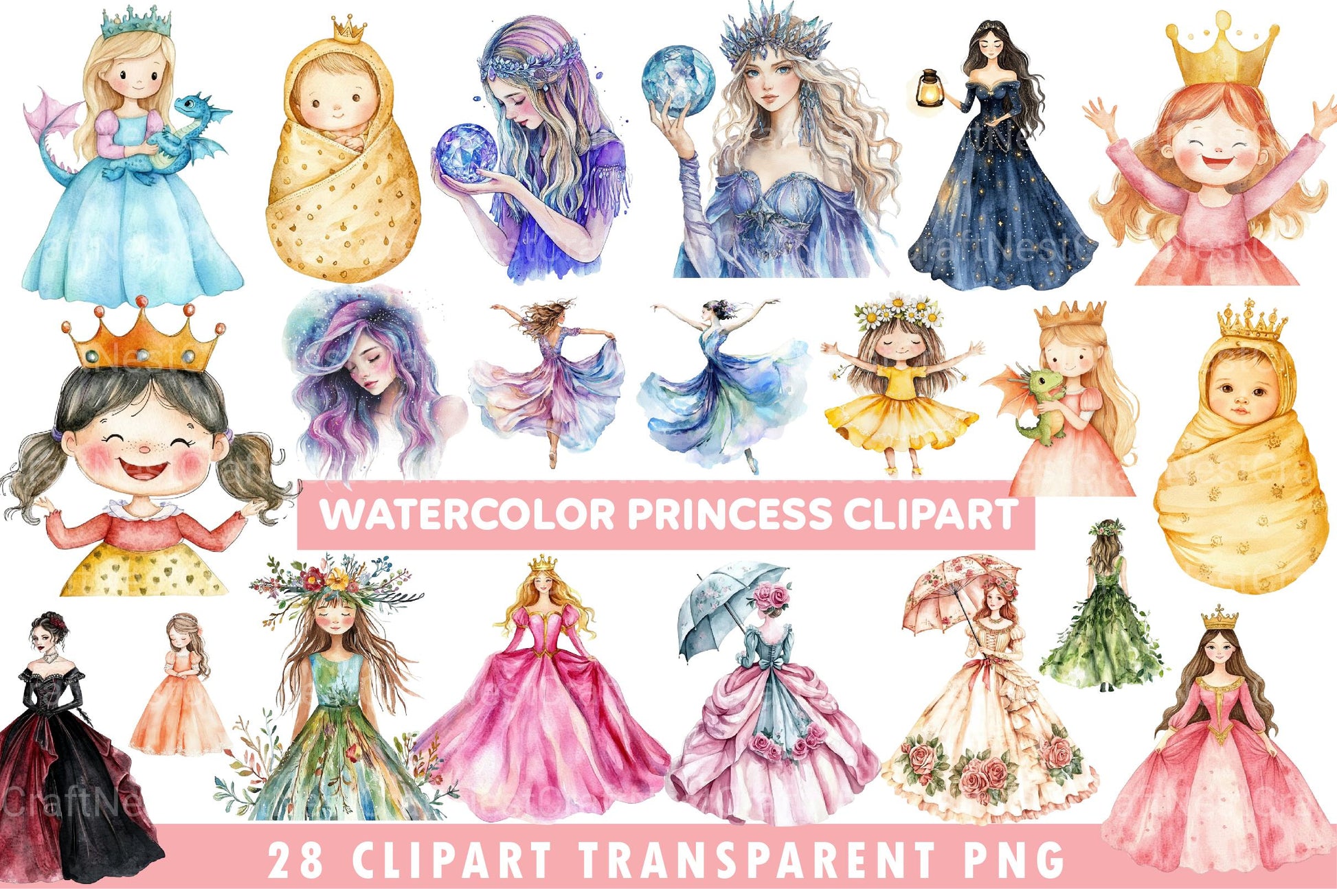Princess Clipart - CraftNest - Digital Crafting and Art