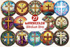 Christian Cross Round Stained Glass Art Clipart Bundle
