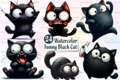 Funny Black Cats Cute Cat Clipart Bundle 1 - CraftNest - Digital Crafting and Art