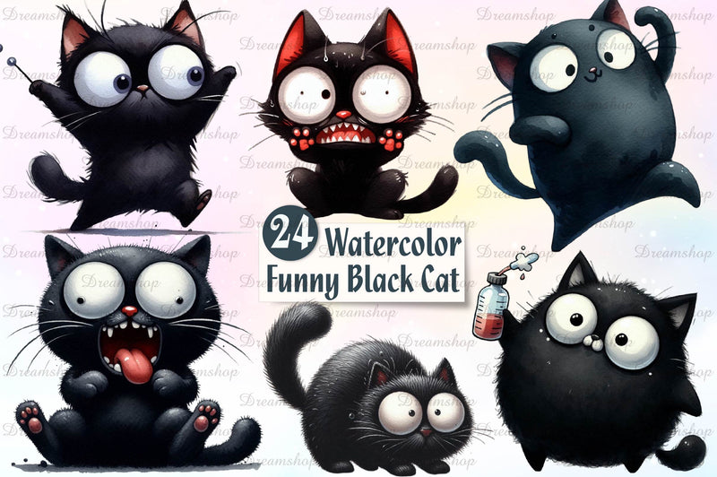 Funny Black Cats Cute Cat Clipart Bundle 1 - CraftNest - Digital Crafting and Art