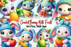 Crochet Bunny With Fruits Clipart Bundle - CraftNest - Digital Crafting and Art