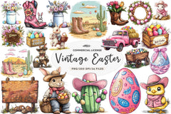 Vintage Pink Easter Western Clipart Bundle 1 - CraftNest - Digital Crafting and Art
