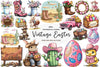 Vintage Pink Easter Western Clipart Bundle 1