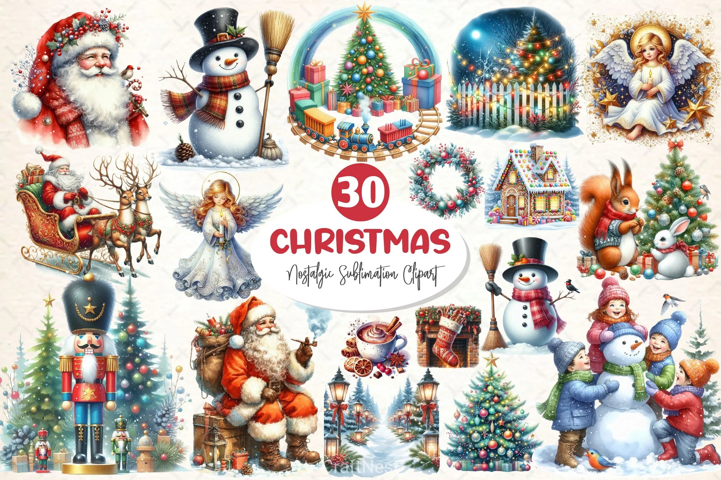 Nostalgic Christmas Clipart Bundle - CraftNest - Digital Crafting and Art