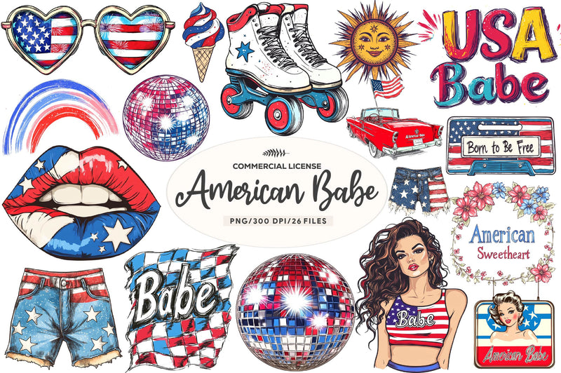 All American Babe Design Clipart Bundle - CraftNest - Digital Crafting and Art