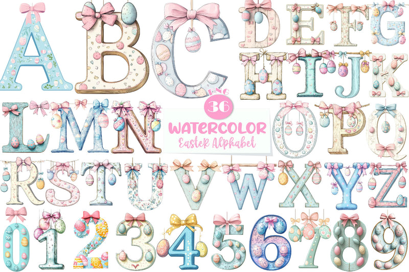 Easter Pastel Alphabet Clipart Bundle - CraftNest - Digital Crafting and Art