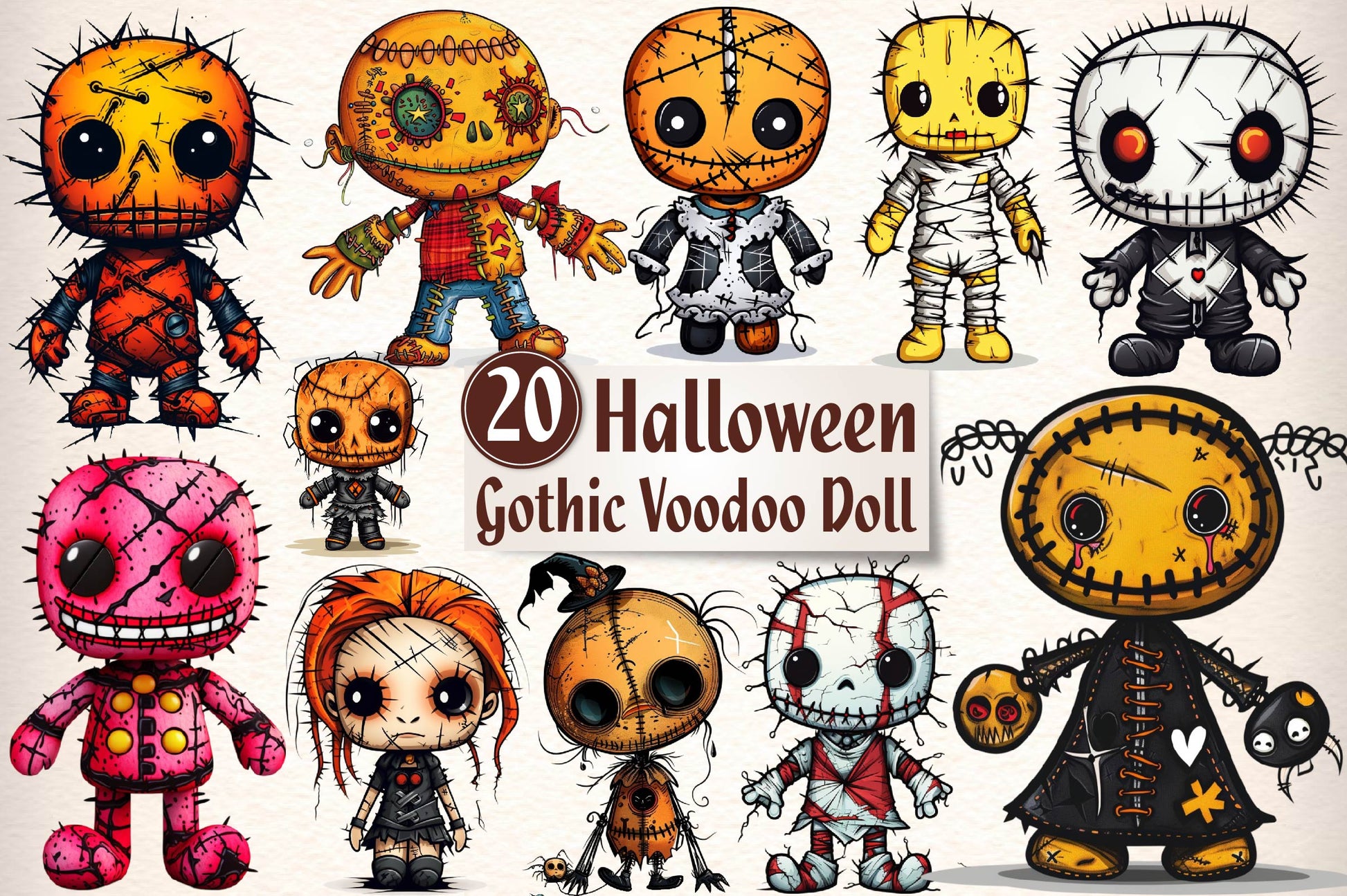 Halloween Gothic Voodoo Doll Clipart Bundle 2 - CraftNest - Digital Crafting and Art
