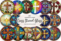 Christian Cross Round Stained Glass Clipart Bundle - CraftNest - Digital Crafting and Art