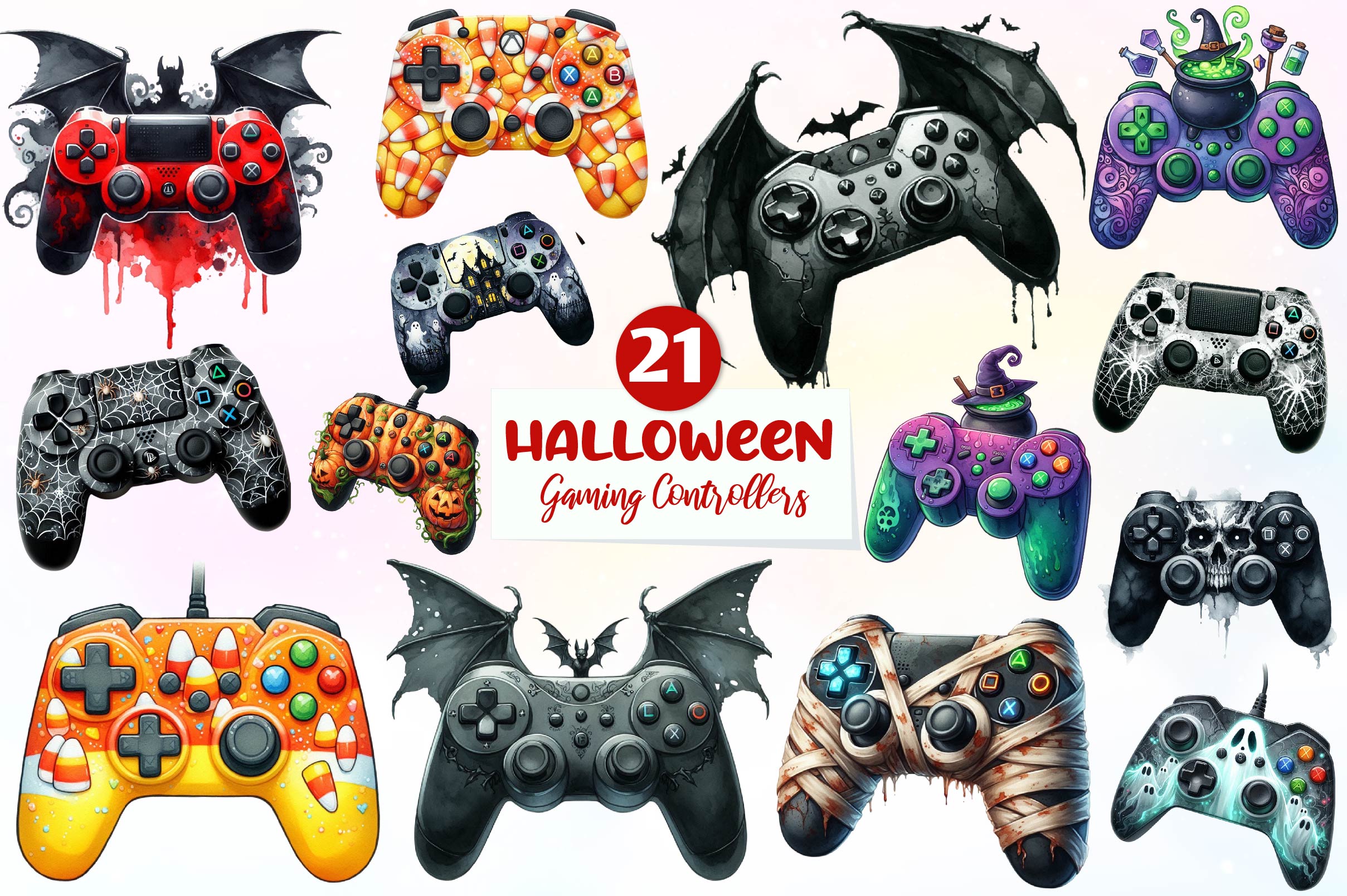 Halloween Gaming Controllers Clipart Bundle - CraftNest - Digital Crafting and Art