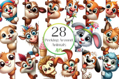 Crazy Animals Peeking Around Corner Clipart Bundle - CraftNest - Digital Crafting and Art