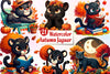 Cute Autumn Jaguar Clipart Bundle