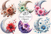 Crescent Moon Flower Clipart Bundle